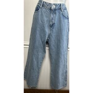 Zara 90's Full Length Blue Straight Wide Leg High Waist Denim Jeans 8 (30x27)